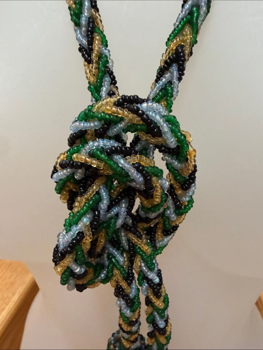 VTG Braided Seed Bead Long Lariat Belt / Necklace 50” Multicolored